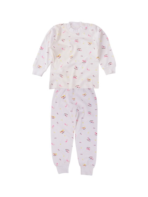

Yellow Bee Unisex Kids White & Pink Printed Night Suit