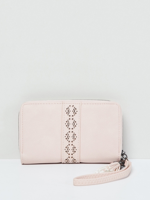 max Women Pink Solid Zip Around Wallet