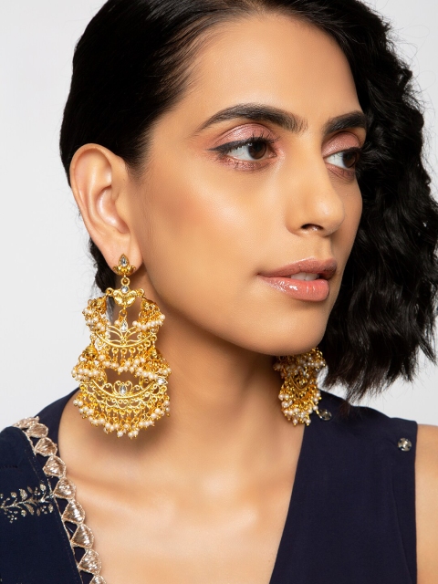 

INDYA Gold-Toned Crescent Shaped Chandbalis