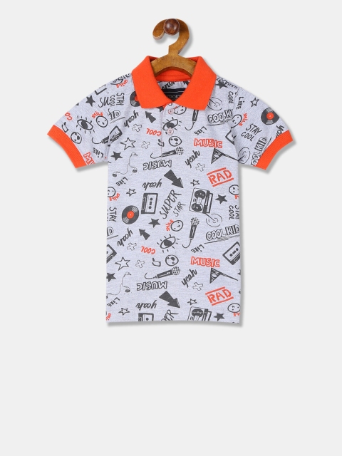 

Cherokee Boys Grey Printed Polo Collar T-shirt