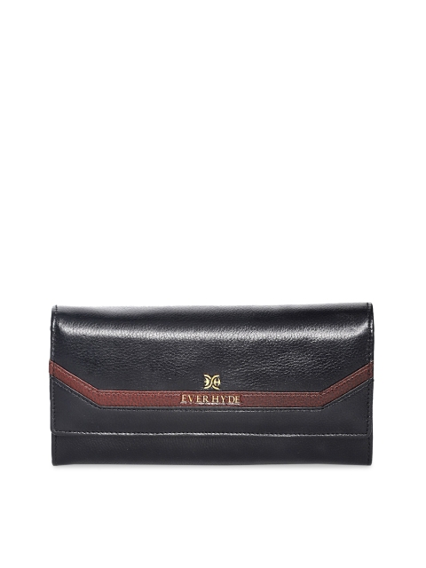 

EVER HYDE Black Textured Leather Envelope Clutch