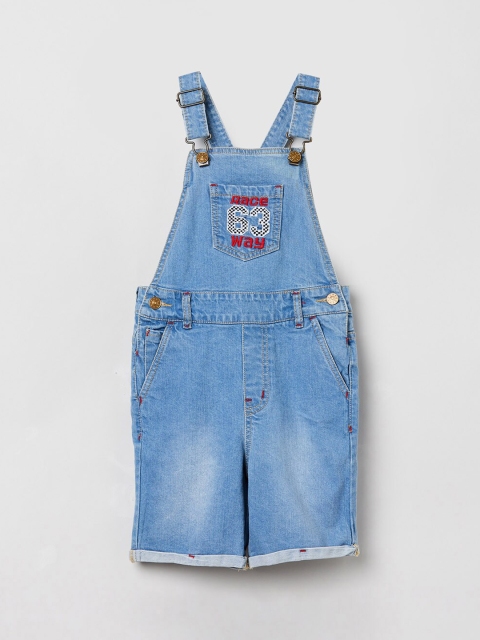 

max Boys Blue Lightly Washed Slim-Fit Denim Dungarees