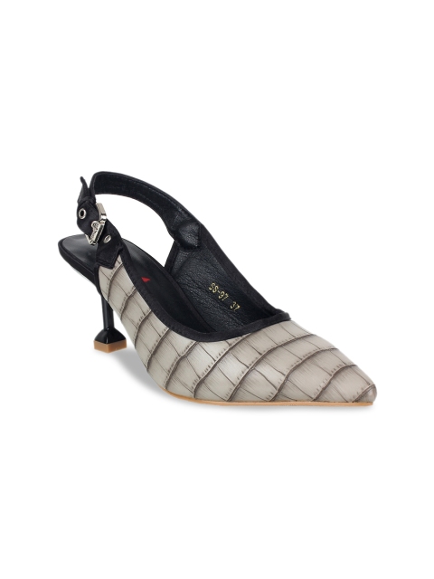 

STEPpings Women Grey Textured Kitten Heels