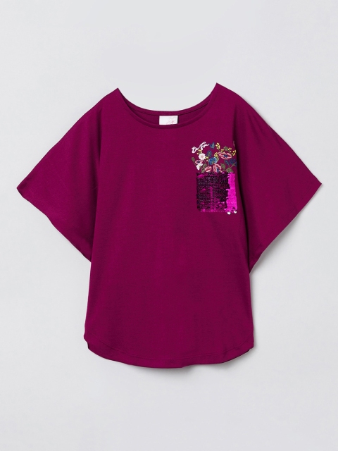 

max Girls Burgundy Solid A-Line Top