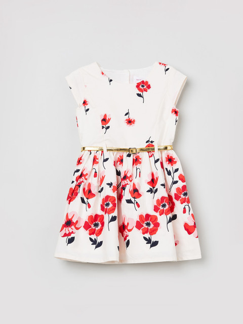 

max Girls Off-White Printed Fit and Flare Dress