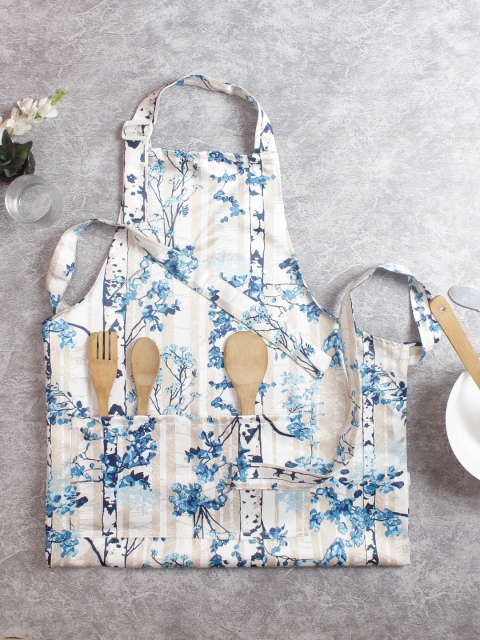 

HOUZZCODE Unisex Blue & White Printed Apron