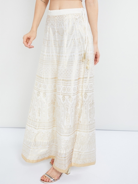 

max Women Off-White Jacquard Patterned Maxi Skirt