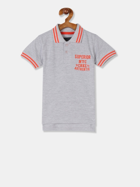 Cherokee Boys Grey Printed Polo Collar T-shirt