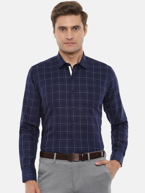 

Van Heusen Men Navy Blue Slim Fit Checked Formal Shirt