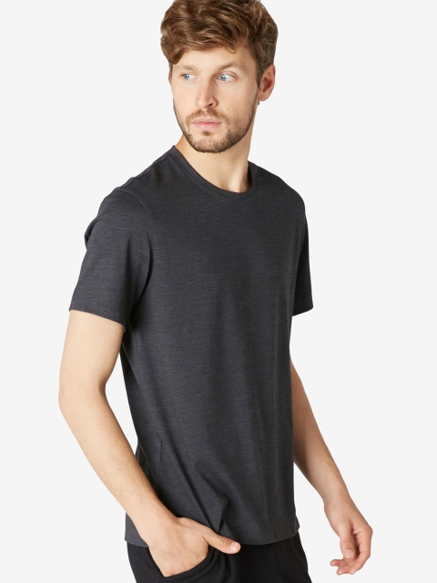 

NYAMBA By Decathlon Men Charcoal Grey Solid Round Neck T-shirt