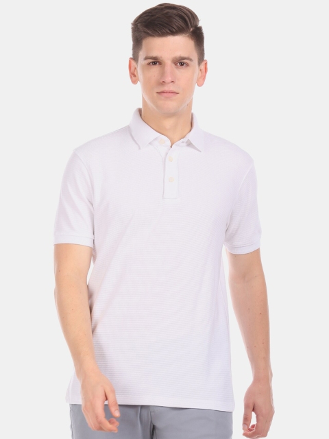 

Cherokee Men White Self Design Polo Collar T-shirt