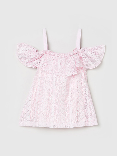 

max Girls Pink Self Design Bardot Top