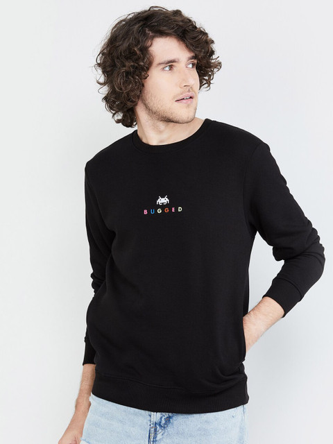 

max Men Black Printed Sweatshirt
