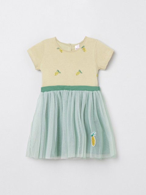 

max Girls Yellow Embroidered Fit and Flare Dress