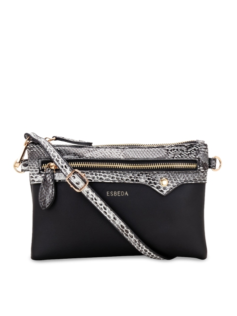 

ESBEDA Black & Grey Textured Sling Bag