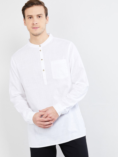 

max Men White Solid Straight Kurta