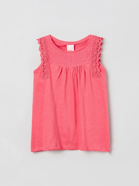

max Girls Pink Solid Pure Cotton Top