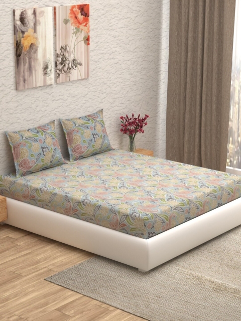 

CORE Designed by SPACES Multicoloured Ethnic Motifs 104 TC Cotton 1 Queen Bedsheet with 1 Pillow Covers, Multi