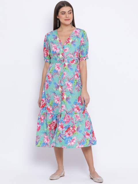 

Oxolloxo Women Multicoloured Printed A-Line Dress, Multi