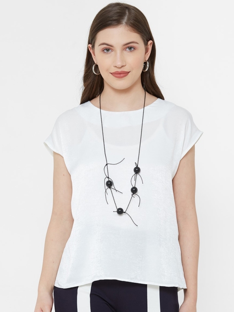 

bebe Women White Printed Top