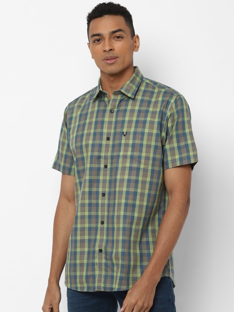

Allen Solly Men Green & Blue Regular Fit Checked Casual Shirt