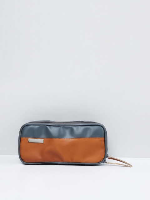 max Women Blue & Brown Colourblocked Zip Around Wallet