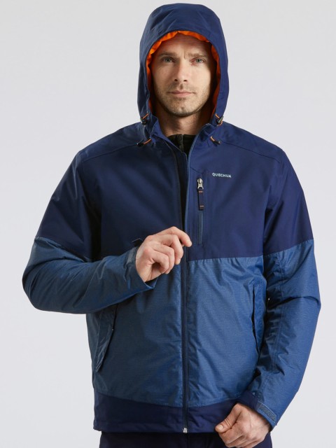 

Quechua By Decathlon Men Blue Colourblocked Waterproof Snow Hiking and Trekking Bomber Jacket SH100 X-WARM