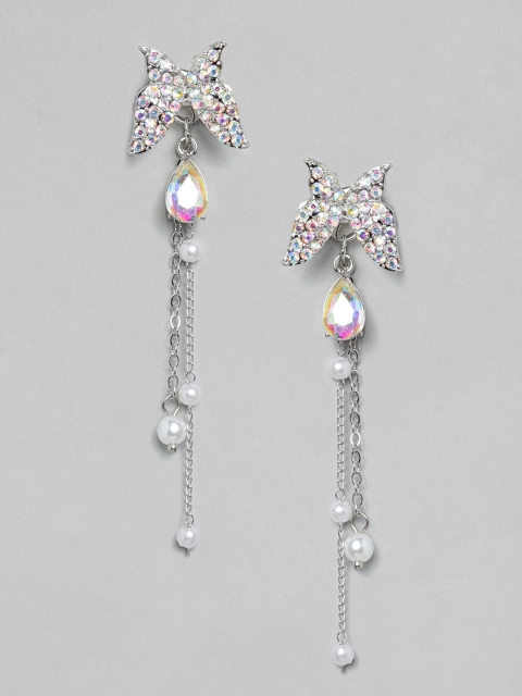 

TOKYO TALKIES X rubans FASHION ACCESSORIES Silver-Toned Butterfly Drop Earrings