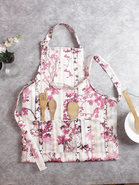 

HOUZZCODE Unisex Pink & White Printed Apron