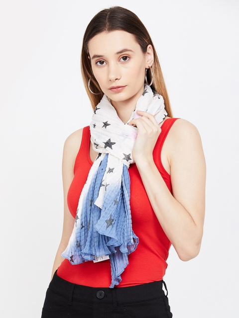 

Ginger by Lifestyle Women White & Blue Printed Stole