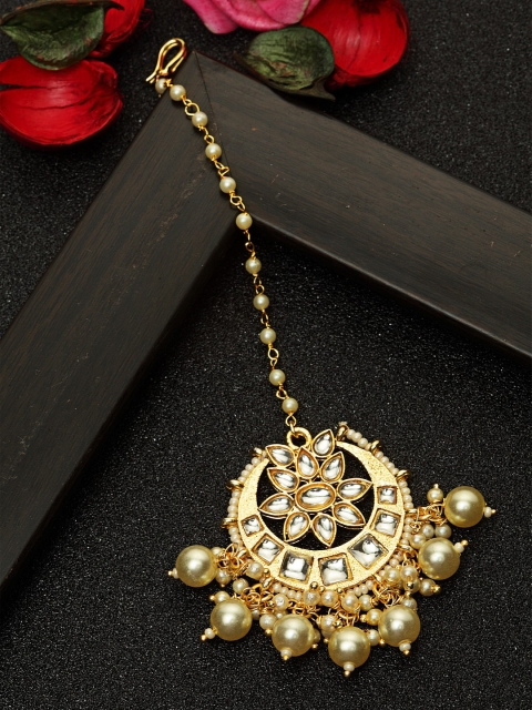 

Melani Borsa Gold-Plated Brass Handcrafted Kundan Maang Tikka