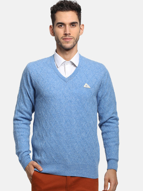 

Monte Carlo Men Blue Self Design Pullover Sweater