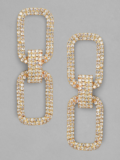 

TOKYO TALKIES X rubans FASHION ACCESSORIES Gold-Plated & White Geometric Drop Earrings
