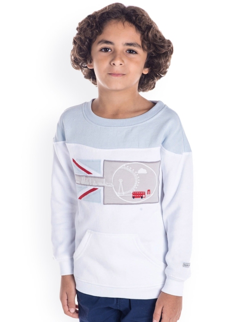 

Cherry Crumble Unisex Kids White & Blue Printed Sweatshirt