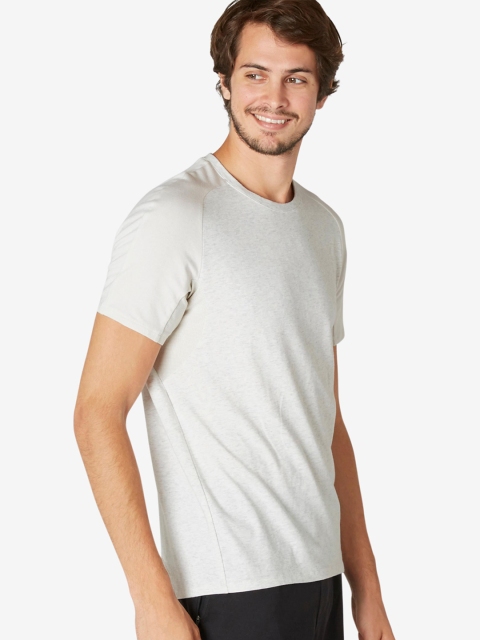 

NYAMBA By Decathlon Men Off-White Solid Round Neck T-shirt