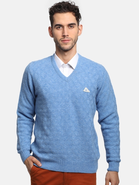 

Monte Carlo Men Blue Self Design Pullover Sweater