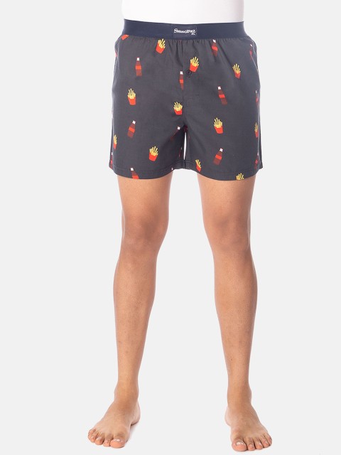 

Smugglerz Men Black & Yellow Printed Pure Cotton Boxers COLA-FRIES-BXR-BLACK-S, Charcoal