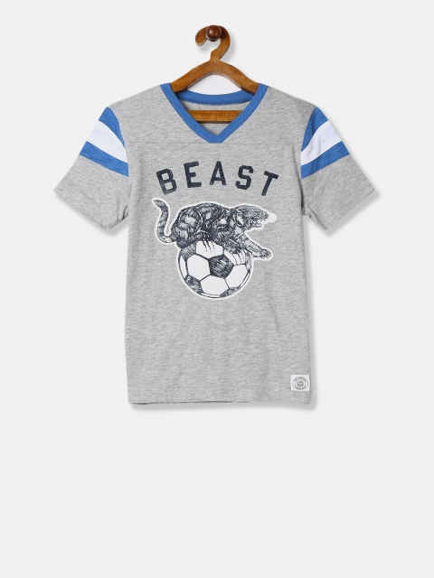 

GAP Boys Grey Printed V-Neck T-shirt