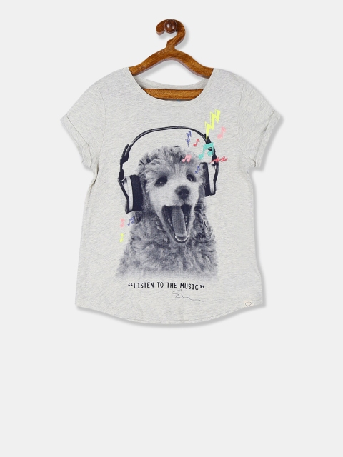 

GAP Girls Grey Printed Round Neck T-shirt
