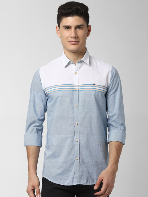 

Peter England Casuals Men Blue & White Slim Fit Striped Casual Shirt