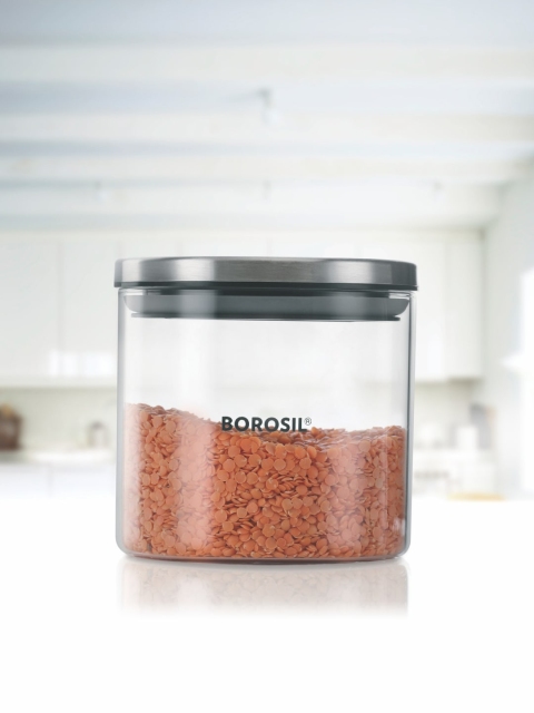 

BOROSIL Set of 4 Transparent Borosilicate Glass Classic Wide Jar Containers 900 ML