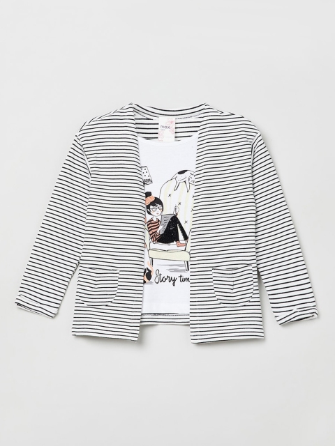 

max Girls Off-White Printed Layered Top