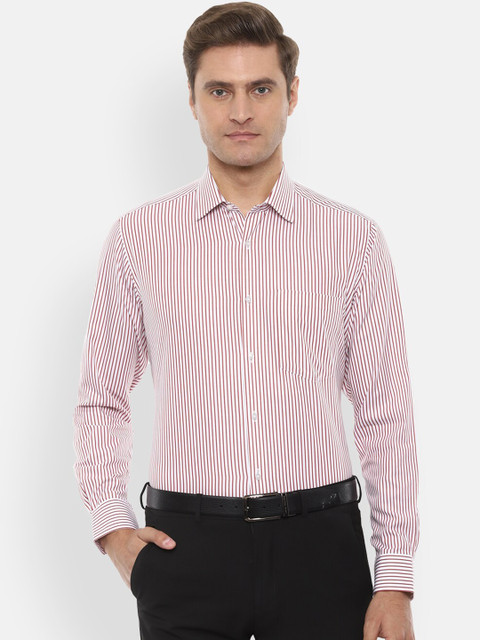 

Van Heusen Men White & Red Regular Fit Striped Formal Shirt