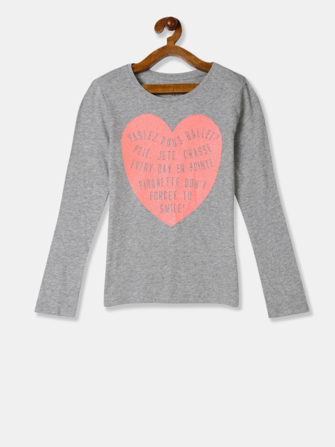 

GAP Girls Grey Printed Round Neck T-shirt