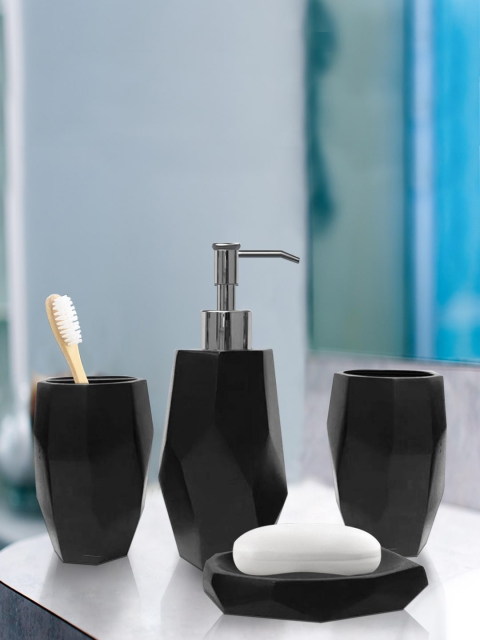

Shresmo Set Of 4 Black Solid Bath Accessories