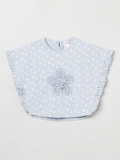 

max Girls Blue Printed Kaftan Pure Cotton Top