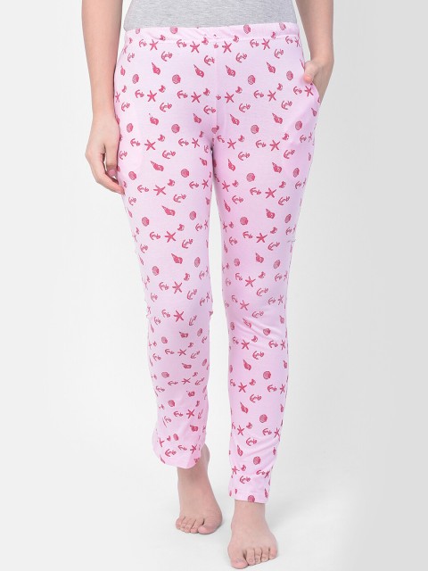 

Clovia Women Pink & Red Printed Lounge Pants