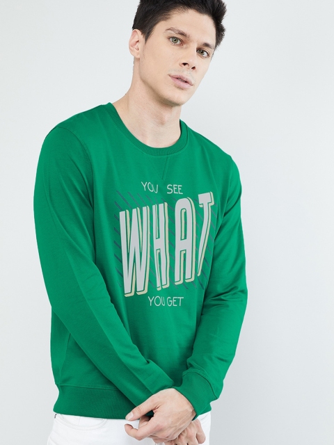 

max Men Green Printed Sweatshirt