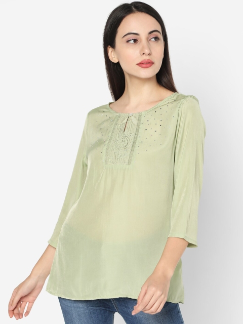 

Deal Jeans Women Green Solid Top