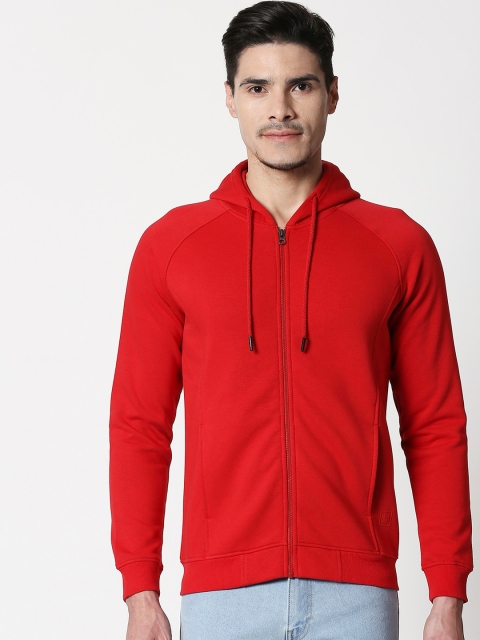 

Bewakoof Men Red Solid Hooded Sweatshirt